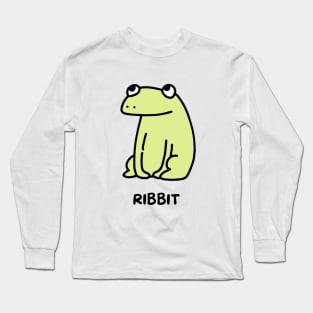 Cute Frog looking up saying ribbit Long Sleeve T-Shirt